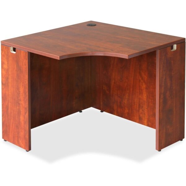 Lorell Essentials Series Corner Desk Laminated Top - 35.38" Table Top Width x 35.38" Table Top Depth x 1" Table Top Thickness - 29.50" Height - Assembly Required - Cherry - 1...
