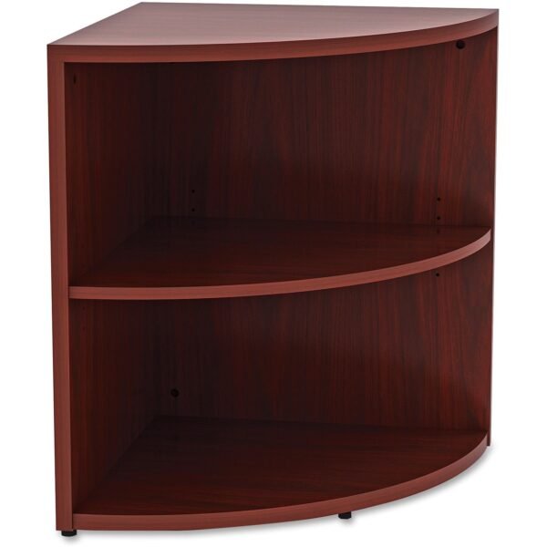 Lorell Essentials Series Desk End Corner Bookcase 29.5" Height x 23.6" Width x 23.6" Depth - Floor - Mahogany - Laminate, Polyvinyl Chloride (PVC) - 1Each - Corner Shape (LLR69893)