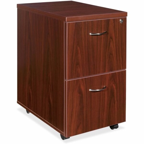 Lorell Essentials Series File/File Mobile File Cabinet 28.6" Height x 15.8" Width x 22" Depth - Double Pedestal - Finish: Laminate, Mahogany - Leveling Glide (LLR69397)