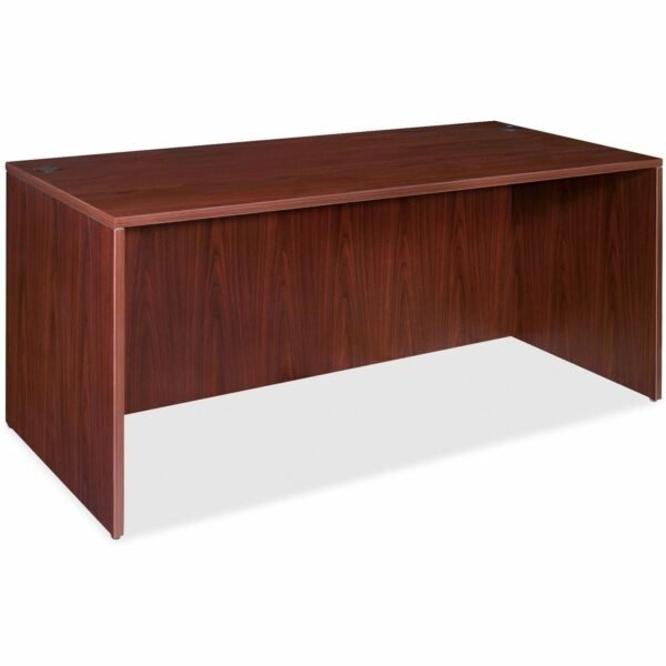 Lorell Essentials Series Rectangular Desk Shell 29.5" Height x 59" Width x 29.5" Depth x 1" Thickness - Finish: Laminate, Mahogany - Grommet, Modesty Panel, Durable, Adjustable...