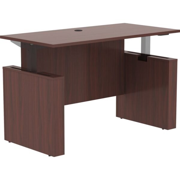 Lorell Essentials Series Sit-to-Stand Desk Shell x 0.1" Thickness Top, 49" Height x 60" Width x 29" Depth - Finish: Mahogany - Mahogany Laminate Table Top (LLR69571)