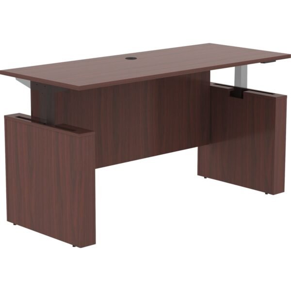 Lorell Essentials Series Sit-to-Stand Desk Shell x 0.1" Thickness Top, 49" Height x 72" Width x 29" Depth - Finish: Mahogany - Laminate Table Top (LLR69574)