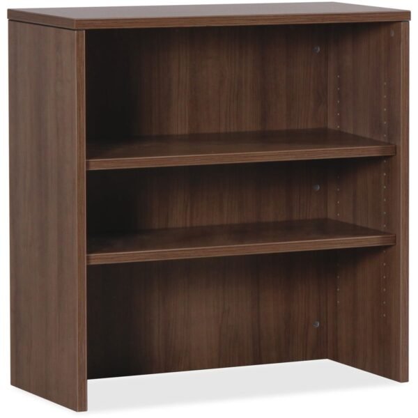 Lorell Essentials Series Stack-on Bookshelf 36" Height x 36" Width x 15" Depth - 2 Shelve(s) - Material: MFC, Polyvinyl Chloride (PVC) - Finish: Walnut, Laminate - Stackable -...