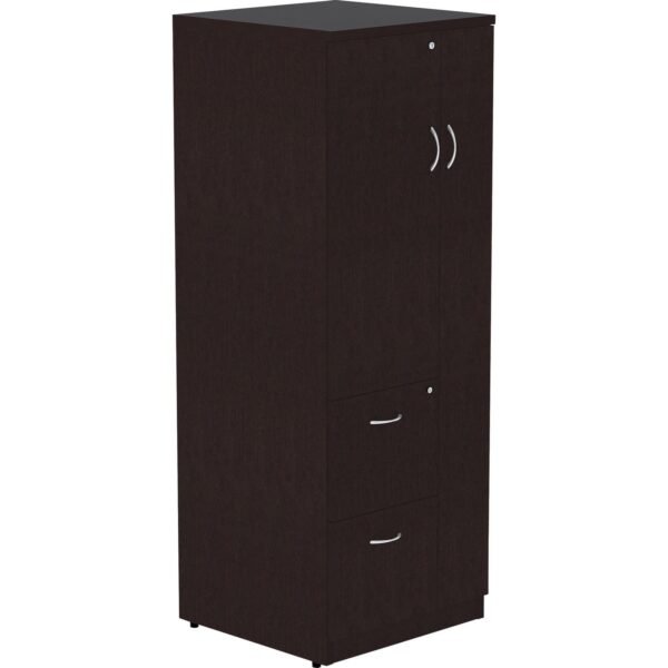 Lorell Essentials Series Tall Storage Cabinet 65.6" Height x 23.6" Width x 23.6" Depth Cabinet - 2 x File Drawer(s) - 1 Door(s) - 2 Shelve(s) - Material: Laminate, Medium...