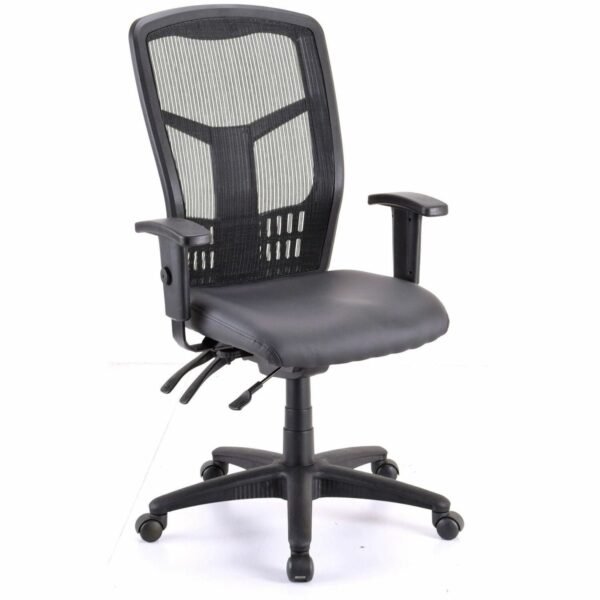 Lorell Executive Antimicrobial High-back Chair Vinyl Seat Material - Black Frame Color - High Back - 5-star Base - 1 Each (LLR86240)