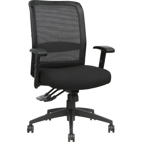 Lorell Executive High-Back Mesh Multifunction Office Chair Black Seat Color - Fabric Seat Material - Black Back Color - Steel Frame Material - 5-star Base - Black - 1 Each...