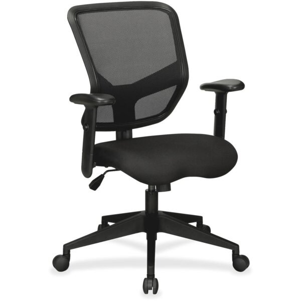 Lorell Executive Mesh Mid-Back Office Chair Black Seat Color - Fabric Seat Material - Black Back Color - 5-star Base - 1 Each (LLR84565)