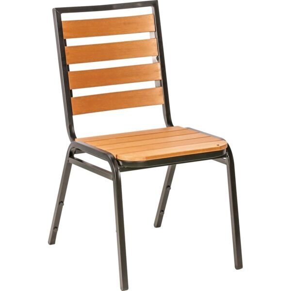 Lorell Faux Wood Outdoor Chairs Teak Seat Color - Faux Wood Seat Material - Teak Back Color - Faux Wood Back Material - Four-legged Base - 4 / Carton (LLR42685)