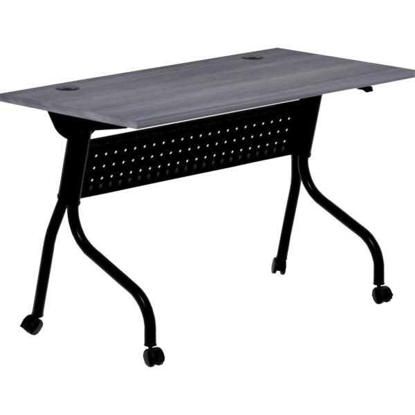 Lorell Flip Top Training Table Charcoal Rectangle, Melamine Top - Black Four Leg Base - 4 Legs x 48" Table Top Width x 23.60" Table Top Depth - 29.50" Height - Melamine - 1 Each...