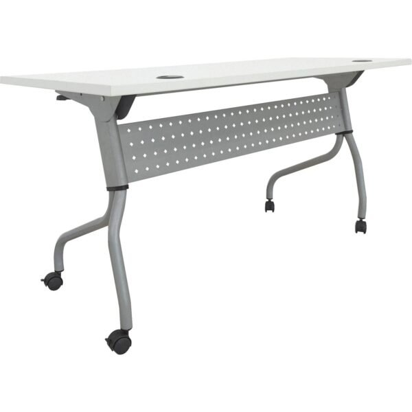 Lorell Flip Top Training Table White Top - Silver Base - 4 Legs - 23.60" Table Top Length x 60" Table Top Width - 29.50" Height - Assembly Required - Melamine Top Material - 1...