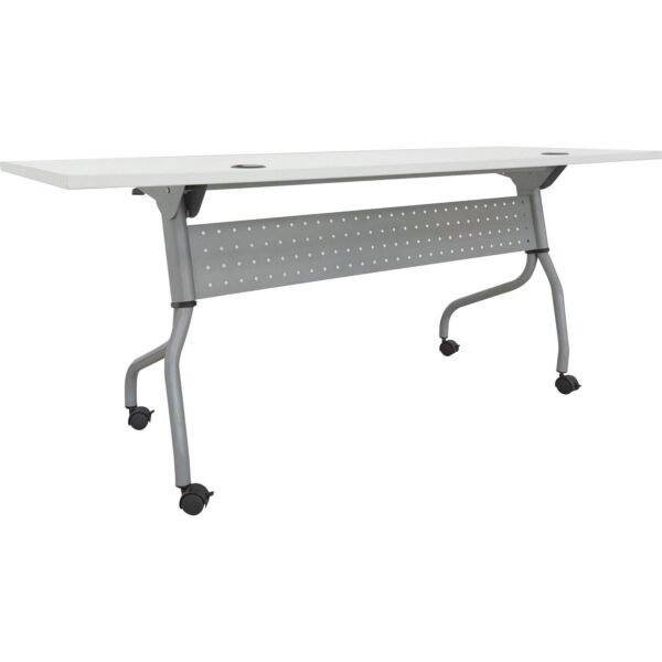 Lorell Flip Top Training Table White Top - Silver Base - 4 Legs - 23.60" Table Top Length x 72" Table Top Width - 29.50" Height - Assembly Required - Melamine Top Material - 1...