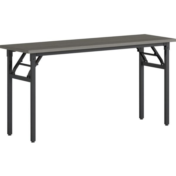 Lorell Folding Training Table Melamine Top - 60" Table Top Width x 18" Table Top Depth x 1" Table Top Thickness - 30" Height - Assembly Required - Gray - Particleboard Top...
