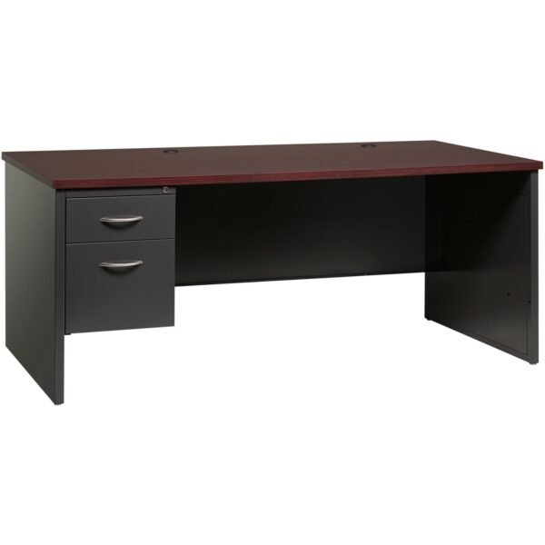 Lorell Fortress Modular Series Left-Pedestal Desk 72" Width x 36" Depth, x 1.1" Thickness Top - 2 x Box, File Drawer(s) - Single Pedestal on Left Side - Material: Steel -...