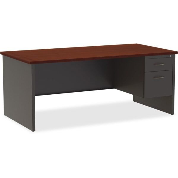 Lorell Fortress Modular Series Right-Pedestal Desk 72" Width x 36" Depth, x 1.1" Thickness Top - 2 x Box, File Drawer(s) - Single Pedestal on Right Side - Material: Steel -...