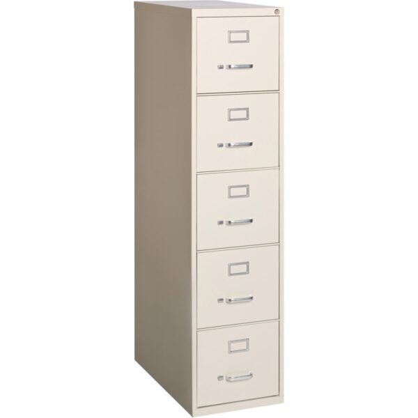 Lorell Fortress Series 26-1/2" Commercial-Grade Vertical File Cabinet 15" Width x 26.5" Depth x 61" Height - 5 x Drawer(s) for File - Letter - Vertical - Ball-bearing...