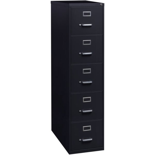 Lorell Fortress Series 26-1/2" Commercial-Grade Vertical File Cabinet 15" Width x 26.5" Depth x 61.6" Height - 5 x Drawer(s) for File - Letter - Vertical - Heavy Duty, Security...