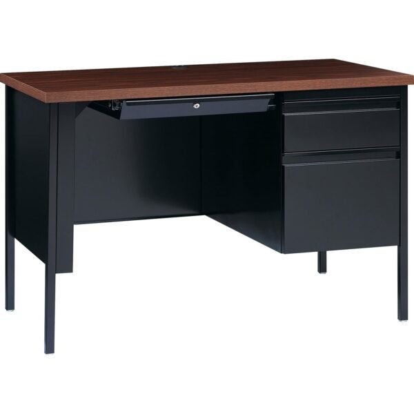 Lorell Fortress Series 45-1/2" Right Single-Pedestal Desk 29.5" Height x 45.5" Width x 24" Depth, x 1.1" Thickness TopBox, File Drawer(s) - Single Pedestal on Right Side -...