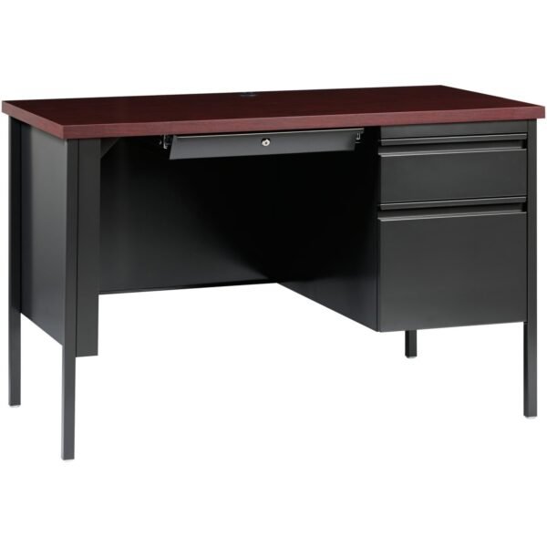 Lorell Fortress Series 45-1/2" Right Single-Pedestal Desk 29.5" Height x 45.5" Width x 24" Depth, x 1.1" Thickness TopBox, File Drawer(s) - Single Pedestal on Right Side -...
