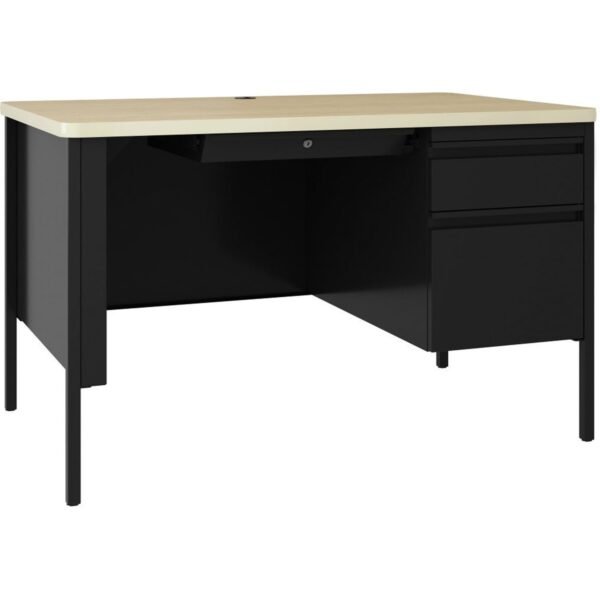Lorell Fortress Series 48" Right-Pedestal Teachers Desk 30" Height x 48" Width x 29.5" Depth, 0.8" Height Modesty Panel - Single Pedestal on Right Side - T-mold Edge - Material:...
