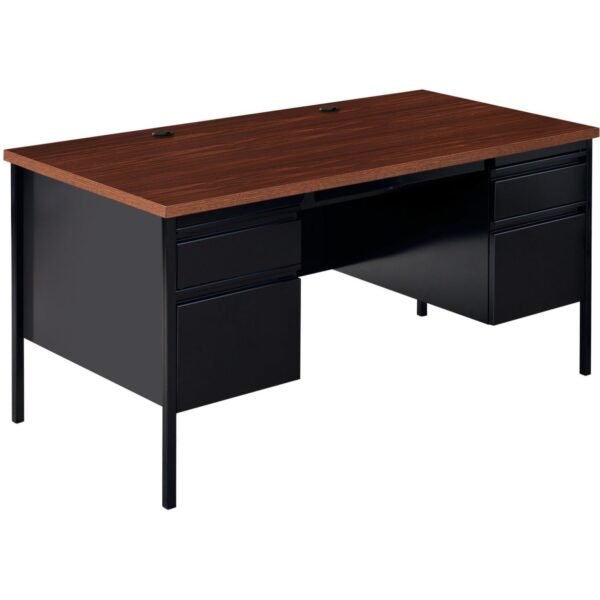 Lorell Fortress Series Double-Pedestal Desk Rectangle Top - 60" Table Top Width x 30" Table Top Depth x 1.12" Table Top Thickness - 29.50" Height - Office, File - Assembly...