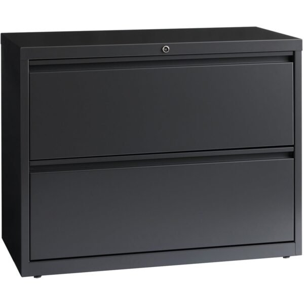Lorell Fortress Series Lateral File 36" Width x 18.6" Depth x 28.1" Height - 2 x Drawer(s) - Legal, Letter, A4 - Lateral - Rust Proof, Leveling Glide, Interlocking - Charcoal -...