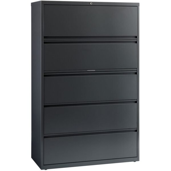 Lorell Fortress Series Lateral File w/Roll-out Posting Shelf 42" Width x 18.6" Depth x 67.7" Height - 5 x Drawer(s) - Legal, Letter, A4 - Lateral - Rust Proof, Leveling Glide,...
