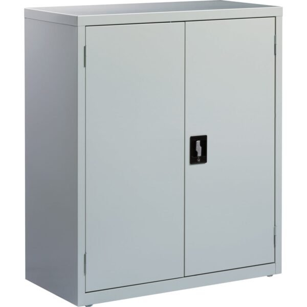 Lorell Fortress Series Storage Cabinet 36" Width x 18" Depth x 42" Height - 3 x Shelf(ves) - Recessed Locking Handle, Hinged Door, Durable, Sturdy, Adjustable Shelf - Light Gray...