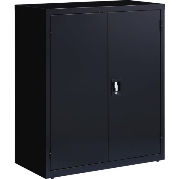 Lorell Fortress Series Storage Cabinet 36" Width x 18" Depth x 42" Height - 3 x Shelf(ves) - Recessed Locking Handle, Hinged Door, Durable - Black - Powder Coated - Steel -...