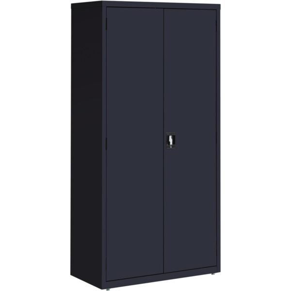 Lorell Fortress Series Storage Cabinet 36" Width x 18" Depth x 72" Height - 5 x Shelf(ves) - Recessed Locking Handle, Hinged Door, Durable - Black - Powder Coated - Steel -...
