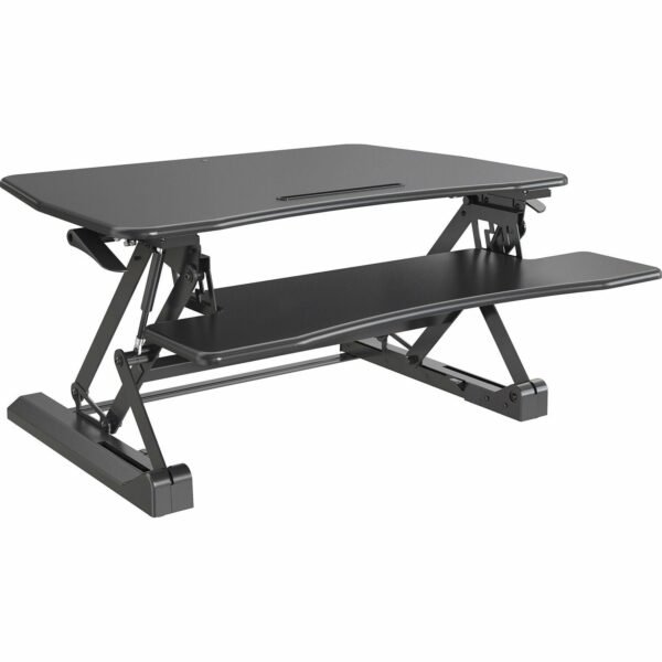 Lorell Gas Lift Monitor Riser Flat Panel Display Type Supported - 19.50" Height x 35.50" Width x 23.25" Depth - Desktop - Steel, Medium Density Fiberboard (MDF), Polyvinyl...