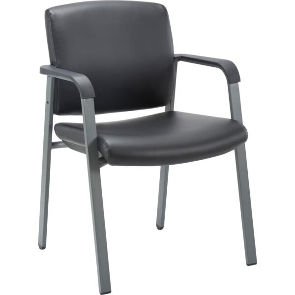 Lorell Healthcare Upholstery Guest Chair Steel Frame Material - Square Base - Black - Vinyl - Armrest - 1 Each (LLR30950)
