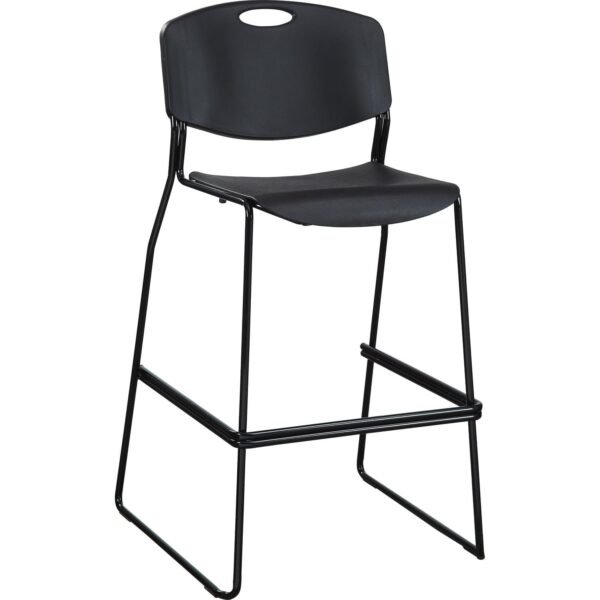 Lorell Heavy-duty Bistro Stack Chairs Black Seat Color - Plastic Seat Material - Black Back Color - Plastic Back Material - Black Frame Color - Steel Frame Material - 2 / Carton...
