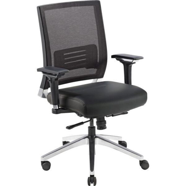 Lorell Heavy-duty Full-Function Executive Mesh Back Office Chair Black Seat Color - Leather Seat Material - 5-star Base - Black - 1 Each (LLR90041)