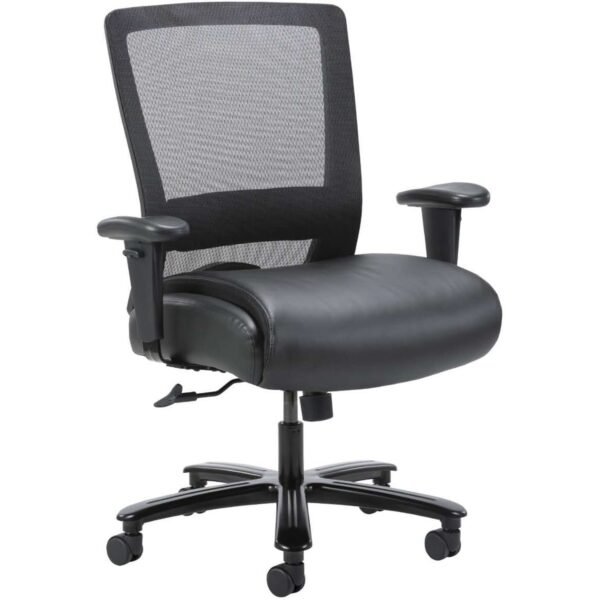 Lorell Heavy-duty Mesh Back Task Chair Black Seat Color - Leather, Polyurethane Seat Material - Black - Armrest - 1 Each (LLR03207)