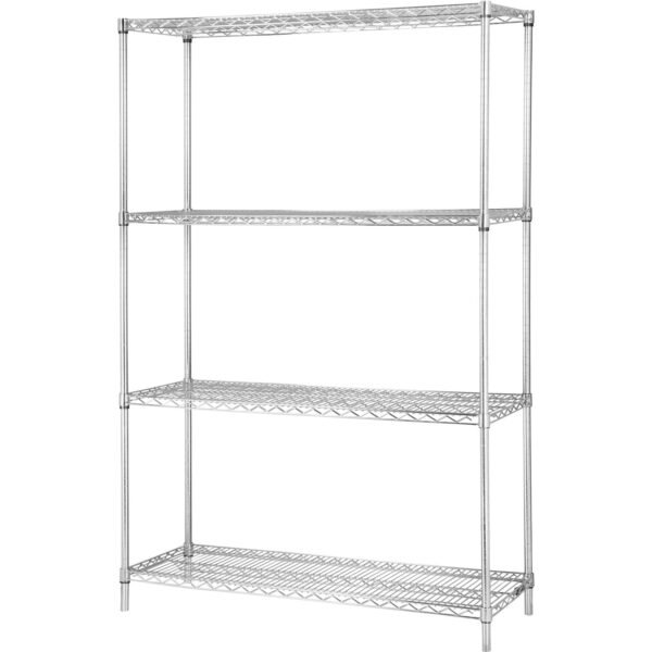 Lorell Industrial Wire Starter Shelving Unit 36" Width x 18" Depth - Steel - Chrome - 1 Each (LLR84187)