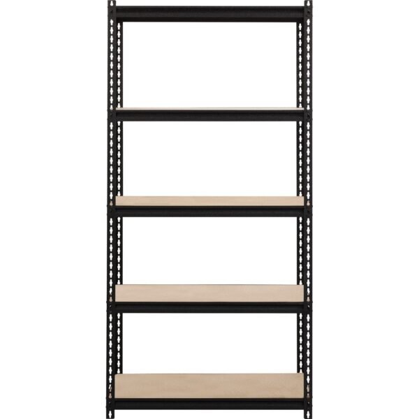 Lorell Iron Horse 2300 lb Capacity Riveted Shelving 5 Shelf(ves) - 72" Height x 36" Width x 18" Depth - 30% Recycled - Black - Steel, Particleboard - 1 Each (LLR59697)