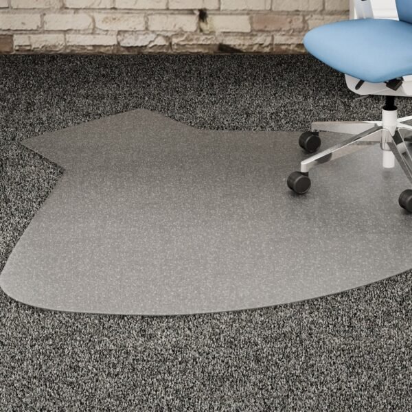 Lorell L-Workstation Medium-pile Chairmat Carpeted Floor - 66" Length x 60" Width x 0.125" Thickness - Lip Size 12" Length x 20" Width - Vinyl - Clear - 1 Each (LLR69156)