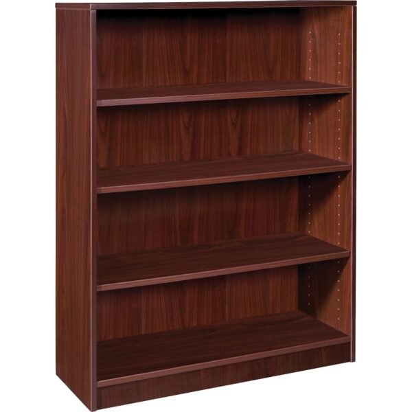 Lorell Laminate Bookcase 4 Shelf(ves) - 48" Height x 36" Width x 12" Depth - Sturdy, Adjustable Feet - Mahogany - Laminate - 1 Each (LLR99784)