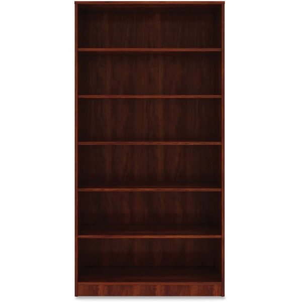 Lorell Laminate Bookcase 6 Shelf(ves) - 73" Height x 36" Width x 12" Depth - Sturdy, Adjustable Feet, Adjustable Shelf - Thermofused Laminate (TFL) - Cherry - Laminate - 1 Each...