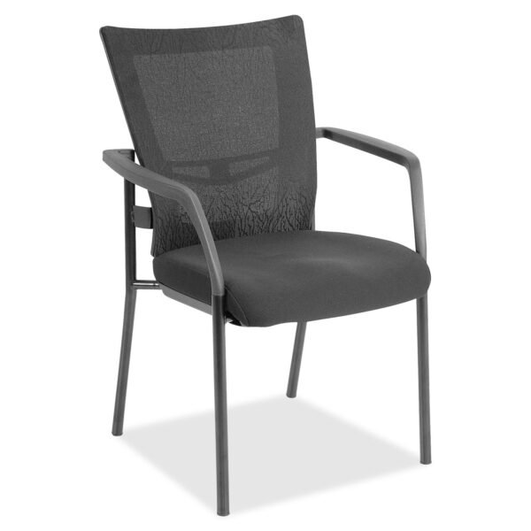 Lorell Mesh Back Guest Chair Black Seat Color - Fabric Seat Material - Nylon Back Material - Powder Coated Frame Color - Four-legged Base - Black, Gray - Armrest - 1 Each...