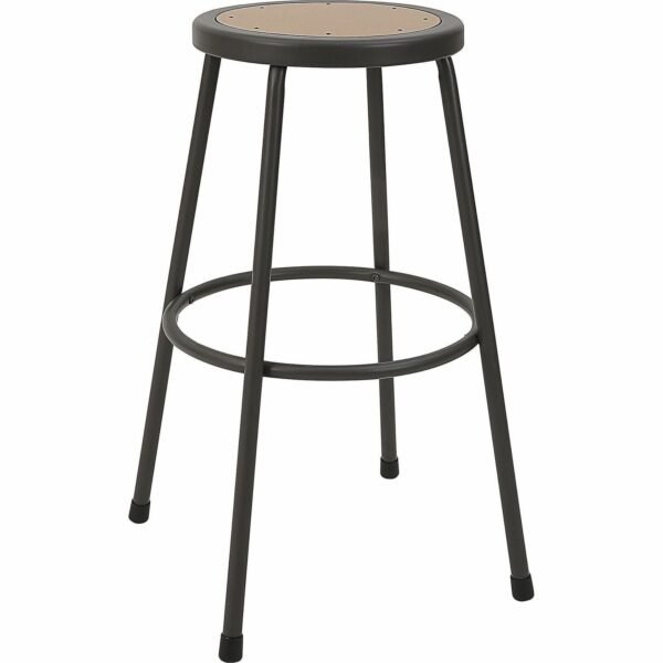 Lorell Metal Shop Stool Wood, Medium Density Fiber (MDF) Seat Material - Light Gray - Metal - 1 Each (LLR83082)