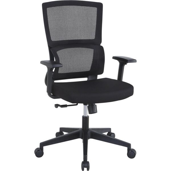 Lorell Mid-back Mesh Chair Black Seat Color - Fabric Seat Material - Black Back Color - Mesh Back Material - Mid Back - 5-star Base - Armrest - 1 Each (LLR81988)