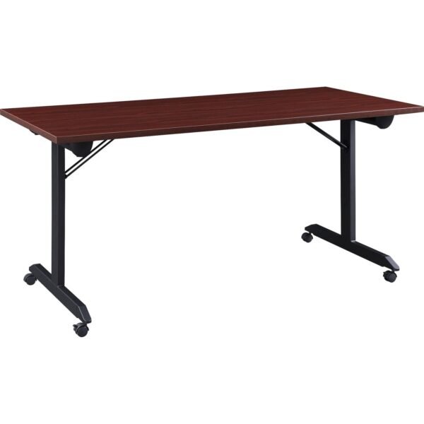 Lorell Mobile Folding Training Table Rectangle Top - Powder Coated Base - 200 lb Capacity - 63" Table Top Width - 29.50" Height x 63" Width x 24" Depth - Assembly Required -...