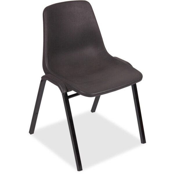 Lorell Molded Stacking Chairs Black Seat Color - Polypropylene Seat Material - Black Back Color - Polypropylene Back Material - Black, Powder Coated Frame Color - Metal Frame...