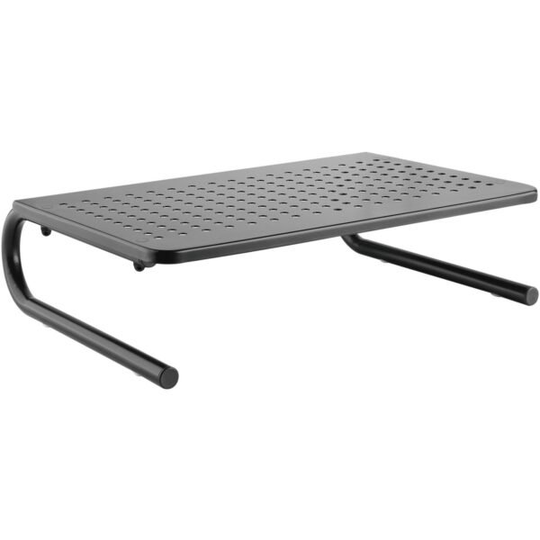 Lorell Monitor/Laptop Stand 20 lb Load Capacity - 5.50" Height x 14.50" Depth - Desktop - Steel - Black - For Monitor, Notebook - Ventilated, Rubber Pad, Non-skid (LLR18330)