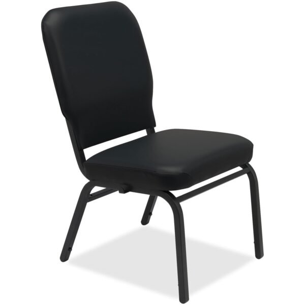 Lorell Oversize Stack Chairs with No Arms Black Seat Color - Vinyl Seat Material - Black Back Color - Vinyl Back Material - Steel Frame Material - Four-legged Base - 2 / Carton...