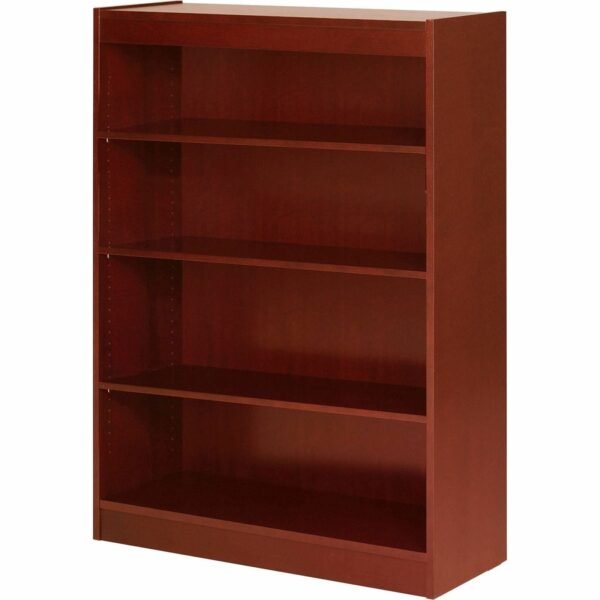 Lorell Panel End Hardwood Veneer Bookcase 48" Height x 36" Width x 12" Depth x 0.8" Thickness - 4 Shelve(s) - 3 Adjustable Shelf(ves) - Material: Veneer - Finish: Cherry (LLR89052)