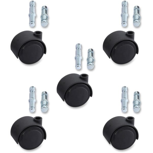 Lorell Premium Soft Dual-Wheel Casters Set 2.50" Diameter - Nylon, Metal - Black - 5 Pack (LLR33446)