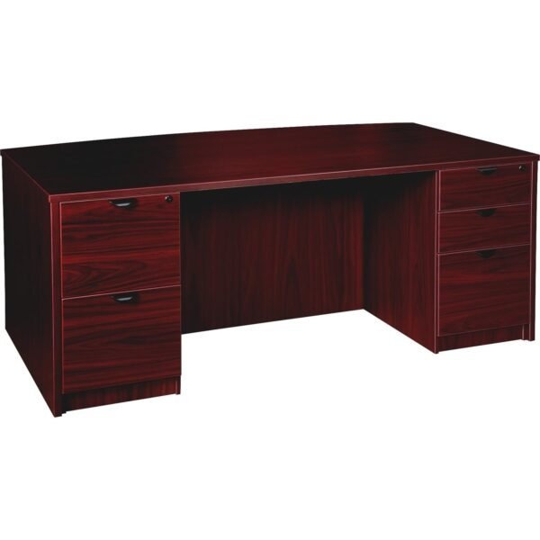 Lorell Prominence 2.0 Bowfront Double-Pedestal Desk x 1" Thickness Top, 29" Height x 72" Width x 42" Depth - 5 x File, Box Drawer(s) - Double Pedestal - Band Edge - Material:...