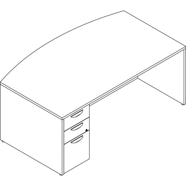 Lorell Prominence 2.0 Bowfront Left-Pedestal Desk 29" Height x 72" Width x 42" Depth, x 1" Thickness Top - 3 x File, Box Drawer(s) - Double Pedestal on Left Side - Band Edge -...